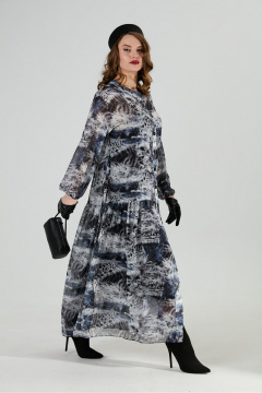 Платье NikVa 1024-1 чёрный и серая абстракция - фото 3