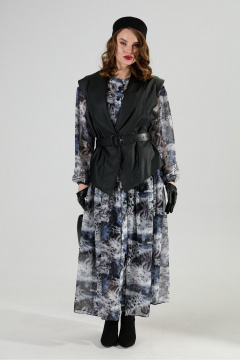 Платье NikVa 1024-1 чёрный и серая абстракция - фото 5