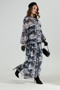 Платье NikVa 1024-1 чёрный и серая абстракция - фото 4