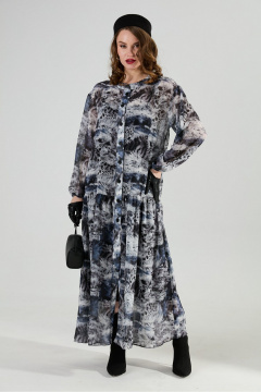 Платье NikVa 1024-1 чёрный и серая абстракция - фото 1