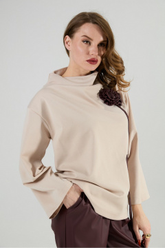 Джемпер NikVa 923-7 капучино и бордо - фото 3