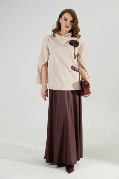 Джемпер, юбка NikVa 952-5 капучино и бордо - фото 5