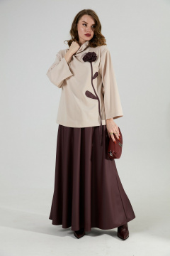 Джемпер, юбка NikVa 952-5 капучино и бордо - фото 2