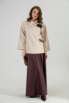 Джемпер, юбка NikVa 952-5 капучино и бордо - фото 1