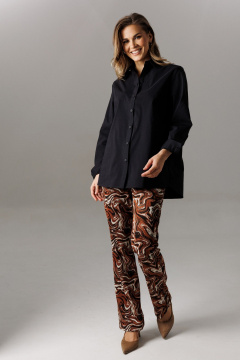 Блуза, брюки Ларс Стиль 1196 шоколадно-молочный_черный - фото 3
