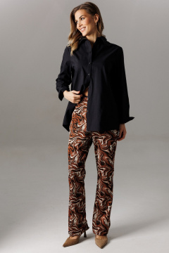 Блуза, брюки Ларс Стиль 1196 шоколадно-молочный_черный - фото 1