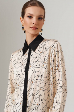 Блуза Nelva 23109 кремово-черный принт - фото 3