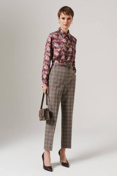 Брюки Nelva 31074 бежево-коричневая клетка - фото 1