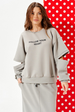 Свитшот, юбка ELLETTO LIFE 5326 серый - фото 4