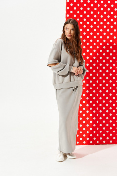 Свитшот, юбка ELLETTO LIFE 5326 серый - фото 3