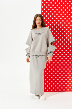 Свитшот, юбка ELLETTO LIFE 5326 серый - фото 1