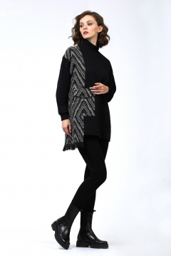 Джемпер Полинушка 664/1 черно-белый зигзаг - фото 2