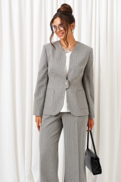 Блуза, брюки, жакет Beautiful&Free 6416 полоска_серый - фото 3