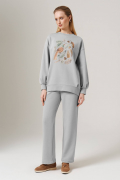 Свитшот Nelva 23148 серый - фото 1