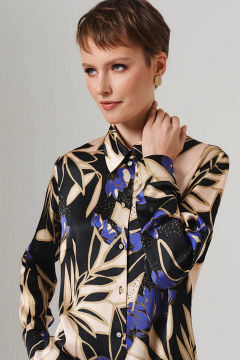 Блуза Nelva 23154 бежевый-черный принт - фото 4