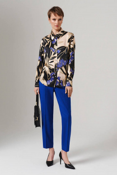 Блуза Nelva 23154 бежевый-черный принт - фото 2