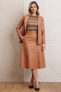 Жакет, топ, юбка Мода Юрс 25-2850 бежевый - фото 5