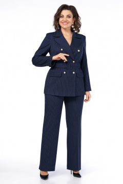 Брюки, жакет Alani Collection 2486 синий_полоска - фото 3