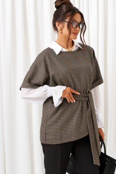 Блуза, брюки, жилет Beautiful&Free 6419 оливково-черный - фото 5