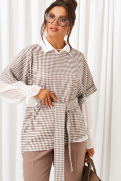 Блуза, брюки, жилет Beautiful&Free 6419 песочно-молочный - фото 5