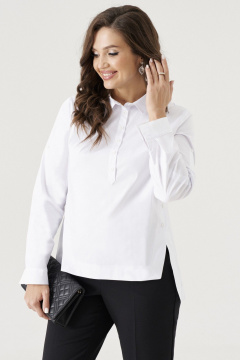 Классическая женская блузка из хлопка с вытачками Панда 35840z белый - фото 1