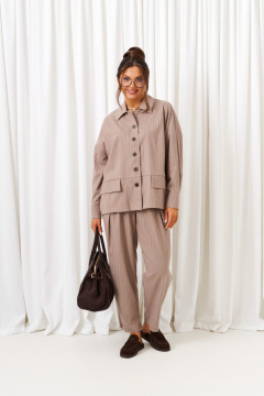 Брюки, рубашка Beautiful&Free 6414 полоска_капучино - фото 1