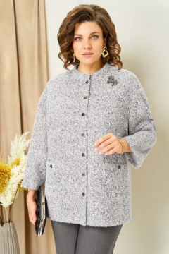 Блуза, брюки, жакет VOLNA 1439 светло-серый - фото 2