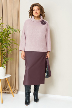 Джемпер, юбка VOLNA 1447 светло-розовый_ежевика - фото 2