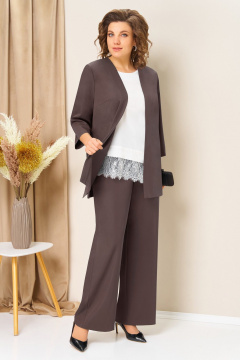 Блуза, брюки, жилет VOLNA 1458 кофейно-коричневый - фото 3