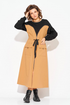 Платье Liliana 1510 карамель+черный - фото 1