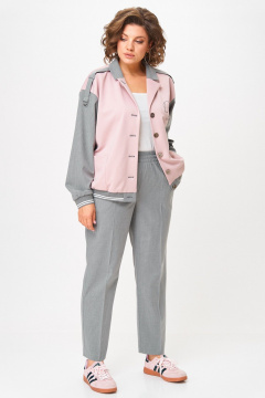 Бомбер, брюки Aira Style 24231 серый-пудра - фото 3