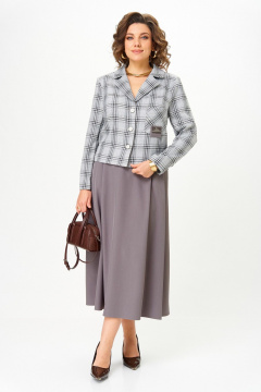 Жакет, юбка Aira Style 24-17А серый - фото 4