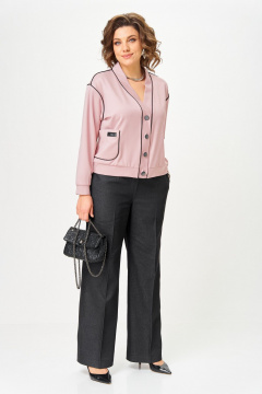 Брюки, кардиган Aira Style 24247 пудра-графит - фото 5