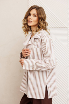 Рубашка Gizart 15443 бело коричневый - фото 2