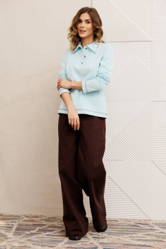 Брюки, джемпер Gizart 5415 голубой, шоколадный джинс - фото 4