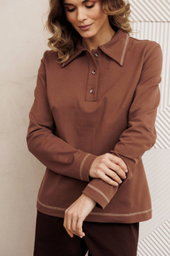 Брюки, джемпер Gizart 5415 мокко мусс, шоколадный джинс - фото 3