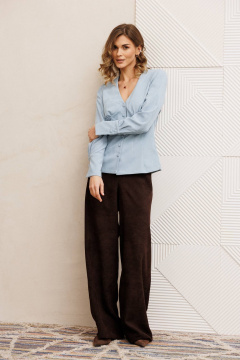 Блуза, брюки Gizart 5421 шоколадно-голубой - фото 3