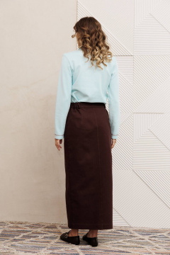 Джемпер, юбка Gizart 5425 голубой, шоколадный джинс - фото 5