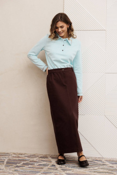 Джемпер, юбка Gizart 5425 голубой, шоколадный джинс - фото 2