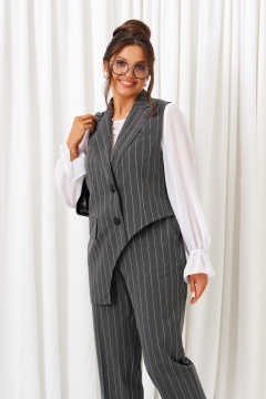 Блуза, брюки, жилет Beautiful&Free 6422 полоска_серая - фото 5