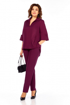 Блуза, брюки Ольга Стиль С-987 бургунди - фото 1