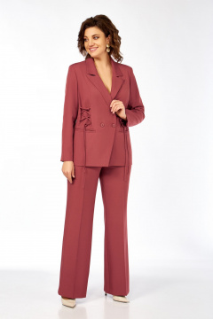Брюки, жакет Ольга Стиль С-988 приглушенный-коралловый - фото 3