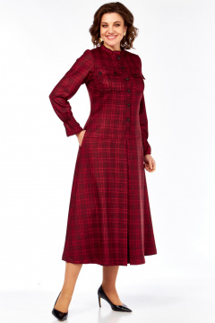 Платье Celentano lite 5078 бордовая_клетка - фото 1