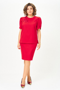 Блуза, юбка Vilena 1143 красный - фото 1