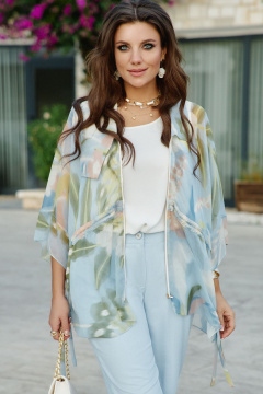 Блуза Vittoria Queen 27853/1-1 голубой_молочный_принт - фото 1