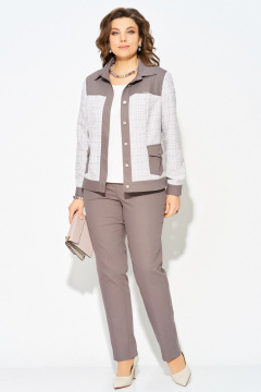 Бомбер, брюки Fita 3232 бежево-шоколадный - фото 1