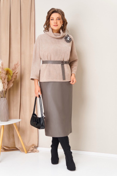 Джемпер, юбка VOLNA 1447 бежевый_капучино - фото 1