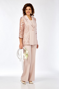 Брюки, жакет Ольга Стиль С-966 пудро-розовый - фото 3
