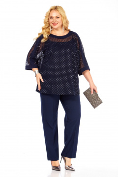 Блуза, брюки, топ Элль-стиль 2420 темно-синий - фото 5