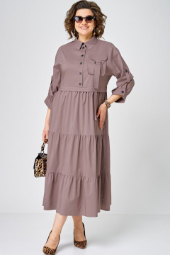 Платье EVA GRANT 7176 молочный_шоколад - фото 3